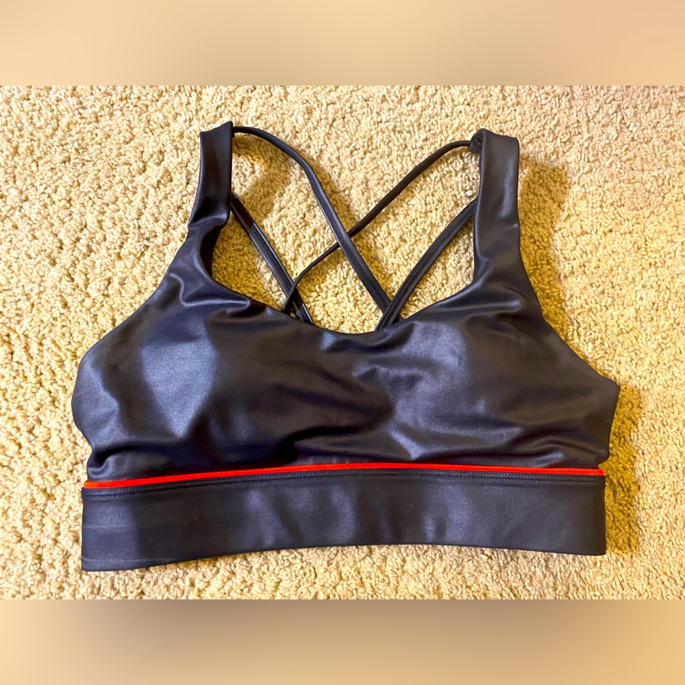 Zyia Black Sweetheart Metallic Strappy Sports Bra